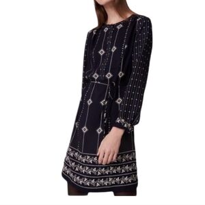 Ann Taylor LOFT Petite Long Sleeve Navy Dress